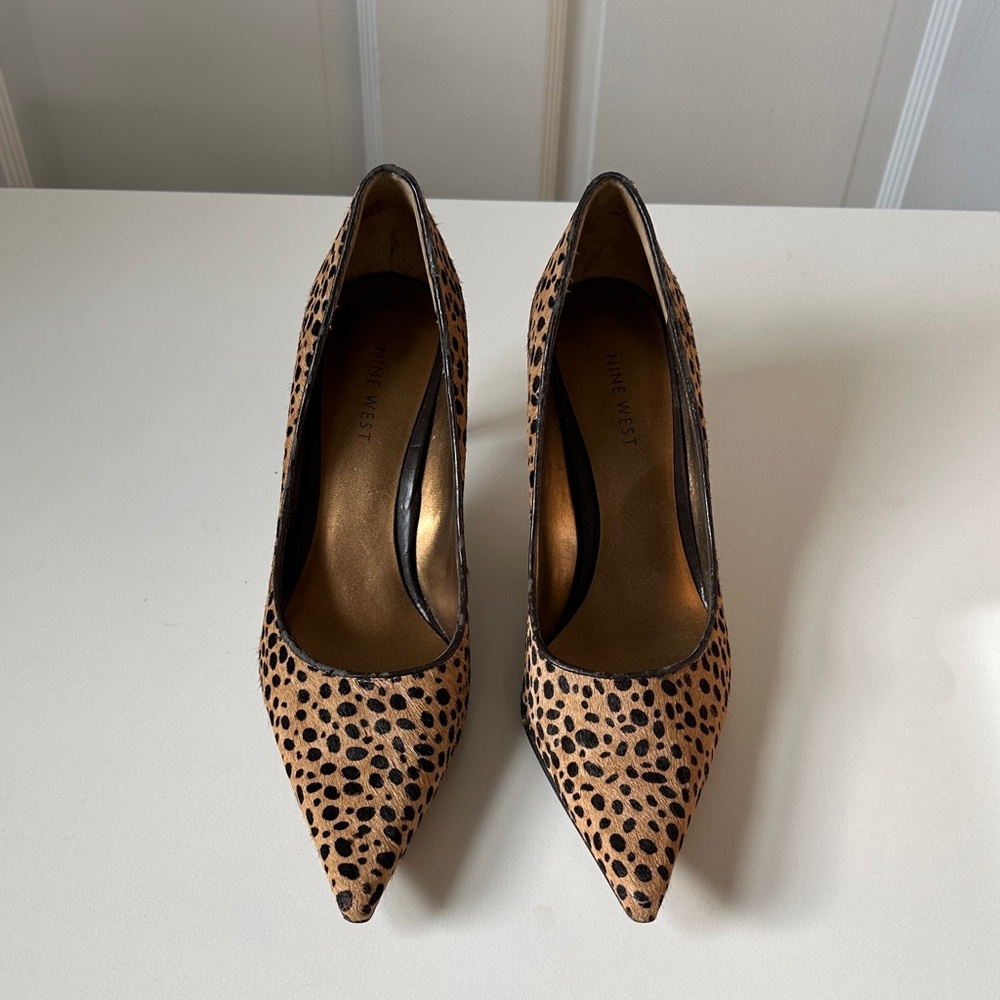 Nine West Cheetah Print Heels.    real fur & leather upper size 8